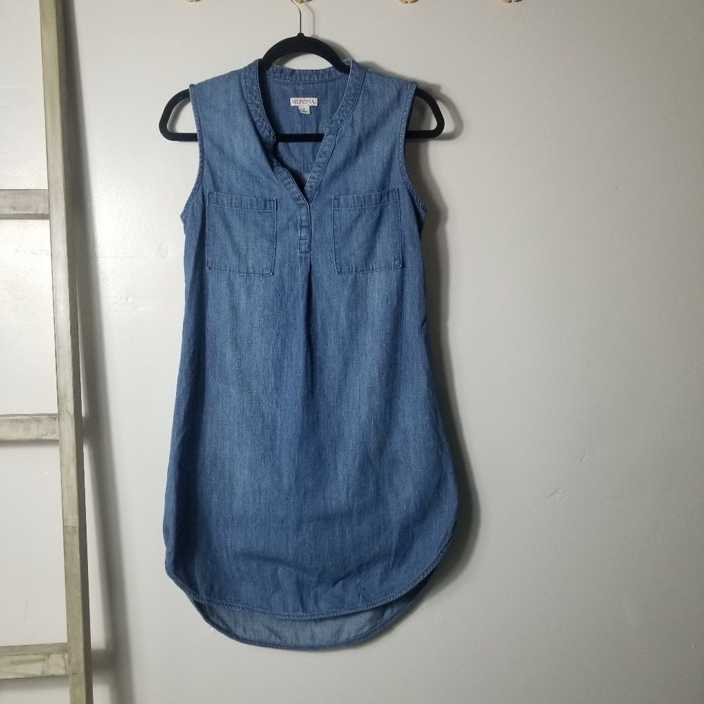 MERONA WOMEN'S SLEEVELESS JEAN DRESS SIZE SMALL